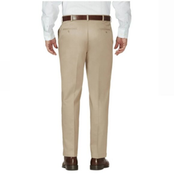 Haggar Men's Work To Weekend Khaki Flat Front Pant Classic Fit 40W X 29L - Picture 4 of 12